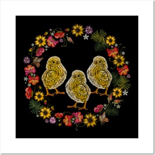 chicks wreath flower Posters and Art